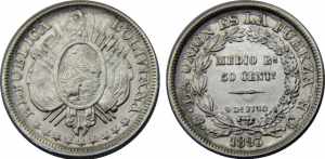 BOLIVIA 1893 PTS CB Potosi mint,reduced ... 