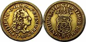 SPAIN 1738 M JF Felipe V,Kingdom,Madrid ... 