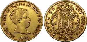 SPAIN 1845 M CL Isabel II,Kingdom,Const, ... 