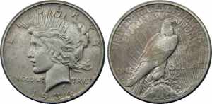 UNITED STATES 1934 D Peace Dollar,Denver ... 