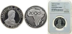 Chad Republic 2000 500 Francs (Millennium) ... 