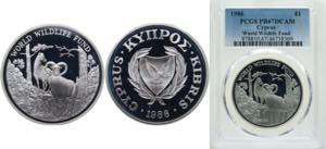 Cyprus Republic 1986 1 Pound (WWF - Silver ... 