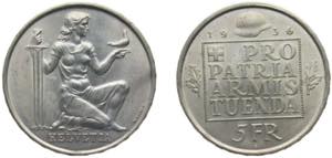 Switzerland Federal State 1936 B 5 Francs ... 
