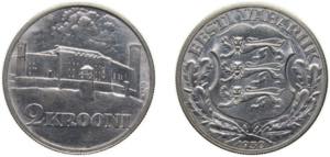 Estonia Republic 1930 2 Krooni (Toompea ... 