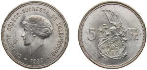 Luxembourg Principalty 1929 5 Francs - ... 