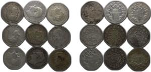 Bulgaria 1891-1912 2 Leva (9 Lots) Silver ... 