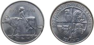 Iceland Republic 1974 500 Krónur (1st ... 
