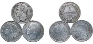 Belgium & France 1833-1851 5 Francs (3 Lots) ... 