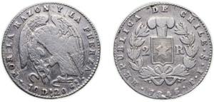 Chile Republic 1846 So IJ 2 Reales (small ... 