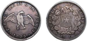 Chile Republic 1855 So 50 Centavos Silver ... 