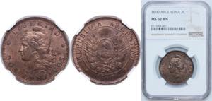 Argentina Federal Republic 1890 2 Centavos ... 