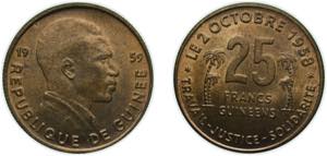 Guinea Republic 1959 25 Francs Guinéens ... 