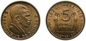 Guinea Republic 1959 5 Francs Guinéens ... 