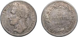 Belgium Kingdom 1848 5 Francs - Léopold I ... 
