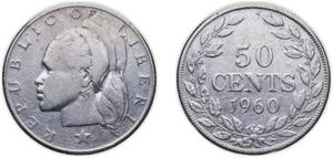 Liberia Republic 1960 50 Cents Silver (.900) ... 