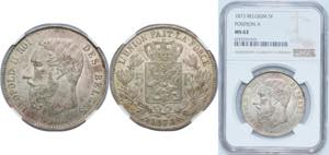 Belgium Kingdom 1873 5 Francs - Léopold II ... 