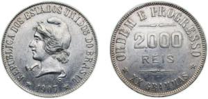 Brazil Empire 1907 2000 Réis Silver (.900) ... 