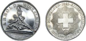 SWITZERLAND 1861 5 FRANCS Silver Nidwalden ... 