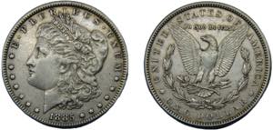 UNITED STATES 1885 1 DOLLAR SILVER Liberty ... 
