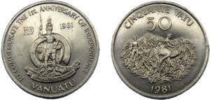 VANUATU 1981 50 VATU ALLOY Republic, 1st ... 