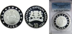 BULGARIA  2000 10 LEVA Silver PCGS DCAM ... 