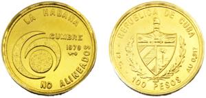 CUBA 1979 100 PESOS Gold Nonaligned Nations ... 