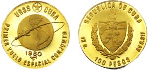 CUBA 1980 100 PESOS Gold First Joint Space ... 
