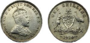 AUSTRALIA Edward VII 1910 1 SHILLING SILVER ... 