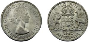 AUSTRALIA Elizabeth II 1963 1 FLORIN SILVER ... 