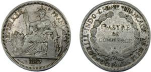 FRENCH INDOCHINA 1887 A 1 PIASTRE SILVER ... 