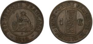 FRENCH INDOCHINA 1892 A 1 CENTIME BRONZE ... 