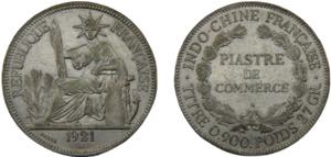 FRENCH INDOCHINA 1921 H 1 PIASTRE SILVER ... 