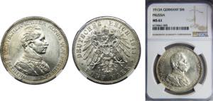 GERMANY Prussia Wilhelm II 1913 5 MARK ... 