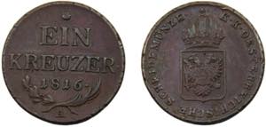 AUSTRIA Franz I 1816 A 1 KREUZER COPPER ... 