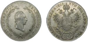 AUSTRIA Franz I 1828 A 20 KREUZER SILVER ... 