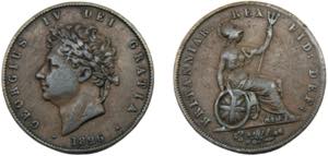 GREAT BRITAIN George IV 1826 ½ PENNY COPPER ... 