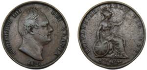 GREAT BRITAIN William IV 1834 ½ PENNY ... 