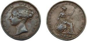 GREAT BRITAIN Victoria 1853 ½ PENNY COPPER ... 