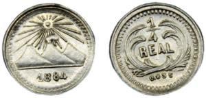 GUATEMALA 1884 ¼ REAL SILVER Republic 0.74g ... 