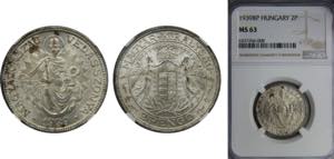 HUNGARY 1939 2 PENGO Silver NGC Miklós ... 