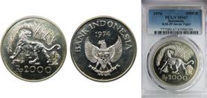 INDONESIA 1974 2000 RUPIAH Silver PCGS Javan ... 