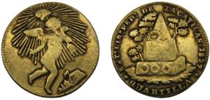 MEXICO 1859 ¼ REAL BRASS Federal Republic, ... 