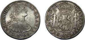 MEXICO Carlos IV 1795 Mo FM 8 REALES SILVER ... 