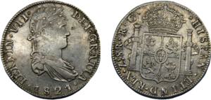 MEXICO Fernando VII 1821 Zs RG 8 REALES ... 