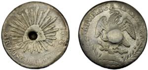 MEXICO 1839 Zs OM 1 REAL SILVER Federal ... 