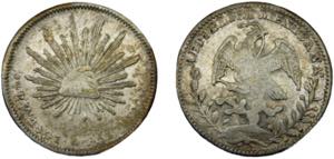 MEXICO 1841 Zs OM 4 REALES SILVER Federal ... 