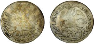 MEXICO 1846 Go PM 2 REALES SILVER Federal ... 