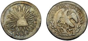 MEXICO 1847 Zs OM 1 REAL SILVER Federal ... 
