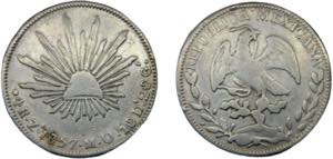 MEXICO 1857 Zs MO 4 REALES SILVER Federal ... 