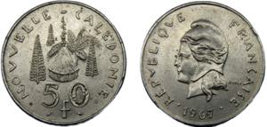 NEW CALEDONIA 1967 50 FRANCS NICKEL French ... 
